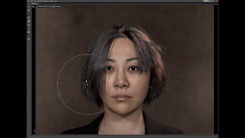 GIF of woman with hair being manipulated by generative AI.
