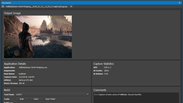 A C++ project that allows for frame analysis of Hellblade: Senua's Sacrifice game in a reduced CPU-load scenario